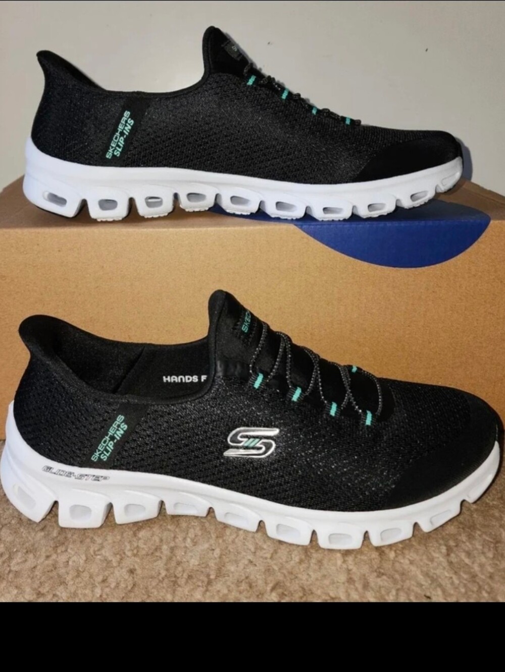 Womens Skechers Black Athletic Slip-Ins Shoe, Memory Foam Sneakers Size 9.5 Wide